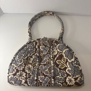 Vera Bradley Purse Eloise Shoulder Bag Kiss Lock Closure Slate Blooms  EUC